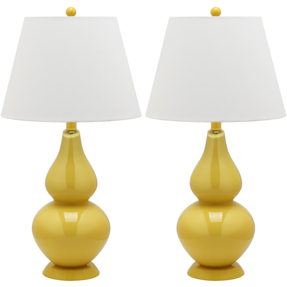 Safavieh LIT4088H CYBIL DOUBLE GOURD (SET OF 2) YELLOW BASE AND NECK TABLE LAMP
